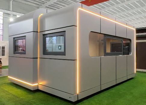 kupować 9mm OSB Board B3 Grade Waterproof Apple Capsule House with 1~2 Persons Occupancy and 12KW Power Consumption produkcja online