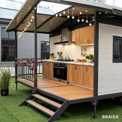 20FT double wing container house with balcony, bending parts 2.0mm steel column