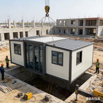 Konfigurowalny, składany kontener 20ft z w pełni ocynkowaną ramą główną i powierzchnią podłogi 37 metrów kwadratowych, z opcjonalnymi drzwiami do sypialni