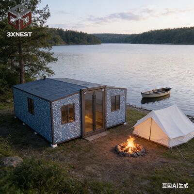 40-stopowy rozkładany dom kontenerowy o wymiarach L11800 W6060 H2480mm, z izolacją pianką poliuretanową i łazienką z podziałem na strefę mokrą i suchą