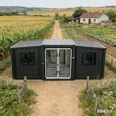 Składany kontener 20ft o wymiarach po złożeniu 5900 × 2200 × 2480(mm), podłoga z ognioodpornej płyty cementowo-włóknistej o grubości 18mm i 1 rok gwarancji